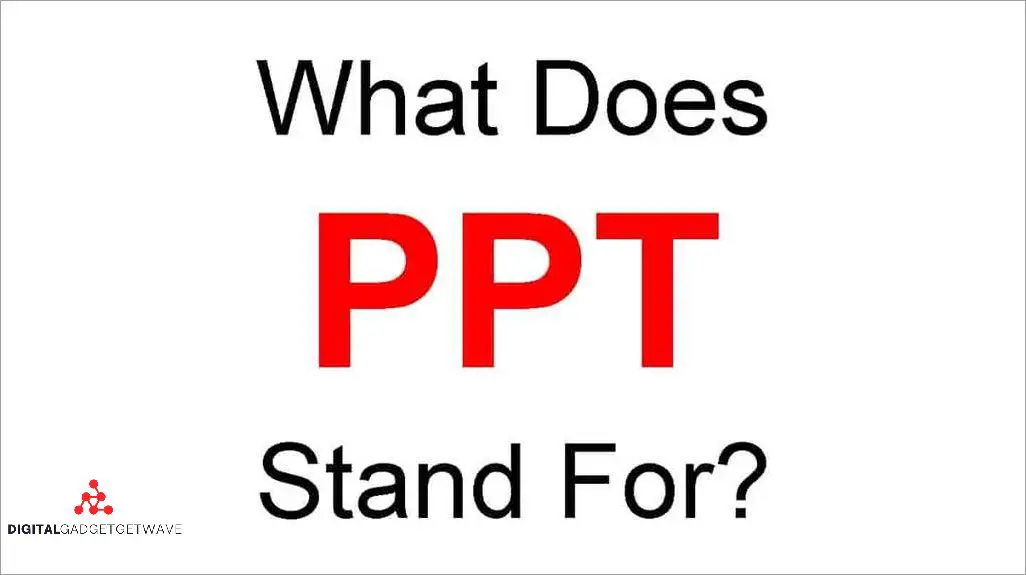 undefinedUnderstanding the acronym PPT</strong>“></p><p>The acronym PPT stands for Microsoft PowerPoint, which is a widely used software application for creating slide-based presentations. PowerPoint is a powerful tool that allows users to create visually appealing and informative presentations for various purposes.</p><p>Whether it’s for a lecture, business meeting, or any other presentation scenario, PowerPoint provides a platform to organize and present information in a structured and engaging manner. It offers a range of features, including the ability to create and manipulate slides, add text, images, and graphics, incorporate multimedia elements such as videos and animations, and apply various slide designs and templates.</p><p>One of the key features of PowerPoint is its slide-show functionality, which enables users to present their information in a sequential manner, one slide at a time. This allows for smooth transitions between different points and keeps the audience engaged throughout the presentation.</p><p>With PowerPoint, users can also create slide decks, which are collections of slides that can be easily navigated during a presentation. This allows for quick access to specific slides and ensures a seamless flow of information.</p><p>PowerPoint is widely used in various industries and professions, including education, marketing, sales, and business. Its visual nature and intuitive interface make it an effective tool for conveying complex ideas and data in a simplified and easily understandable format.</p><p>In summary, the acronym PPT refers to Microsoft PowerPoint, a software application that allows users to create visually appealing and informative slide-based presentations. It offers a range of features for organizing and presenting information, including slide creation and manipulation, multimedia integration, and various slide-design options. PowerPoint is a widely used tool in different industries and professions, facilitating effective communication and presentation of information.</p><h2><span id=